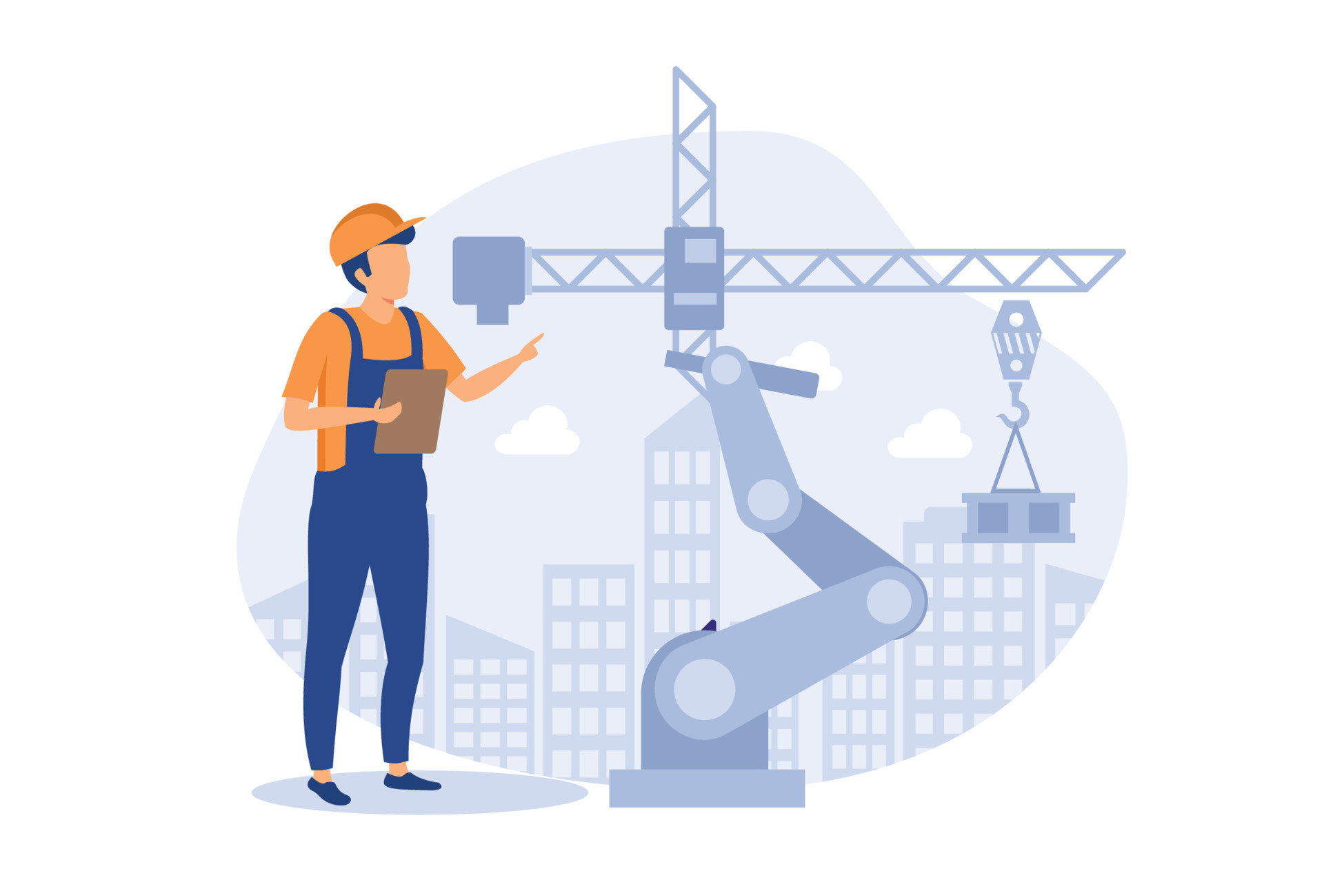 Robotics construction illustration exclusive design inspiration crm for construction